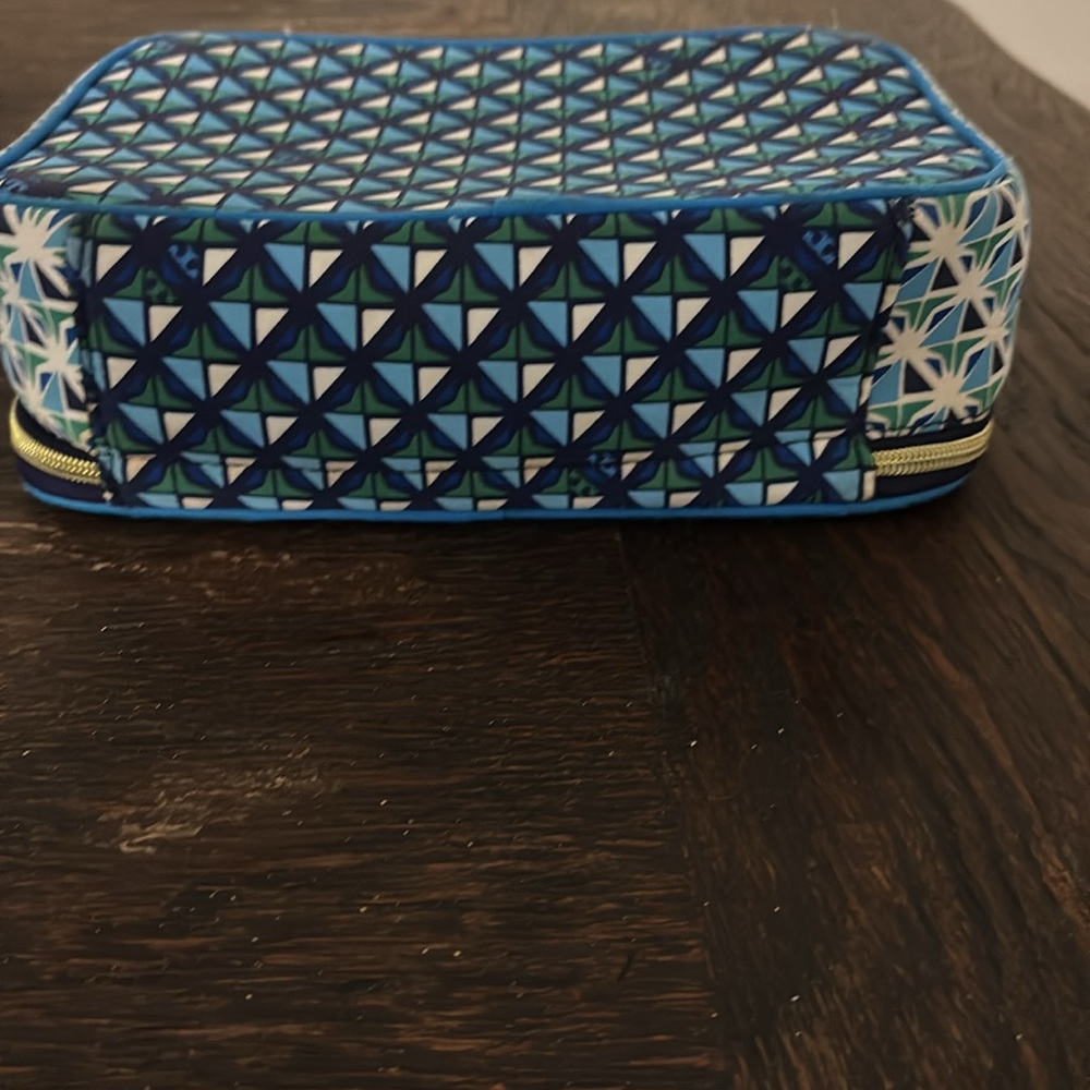 Tory Burch Blue and White Geometric Tote - Picture 3 of 5